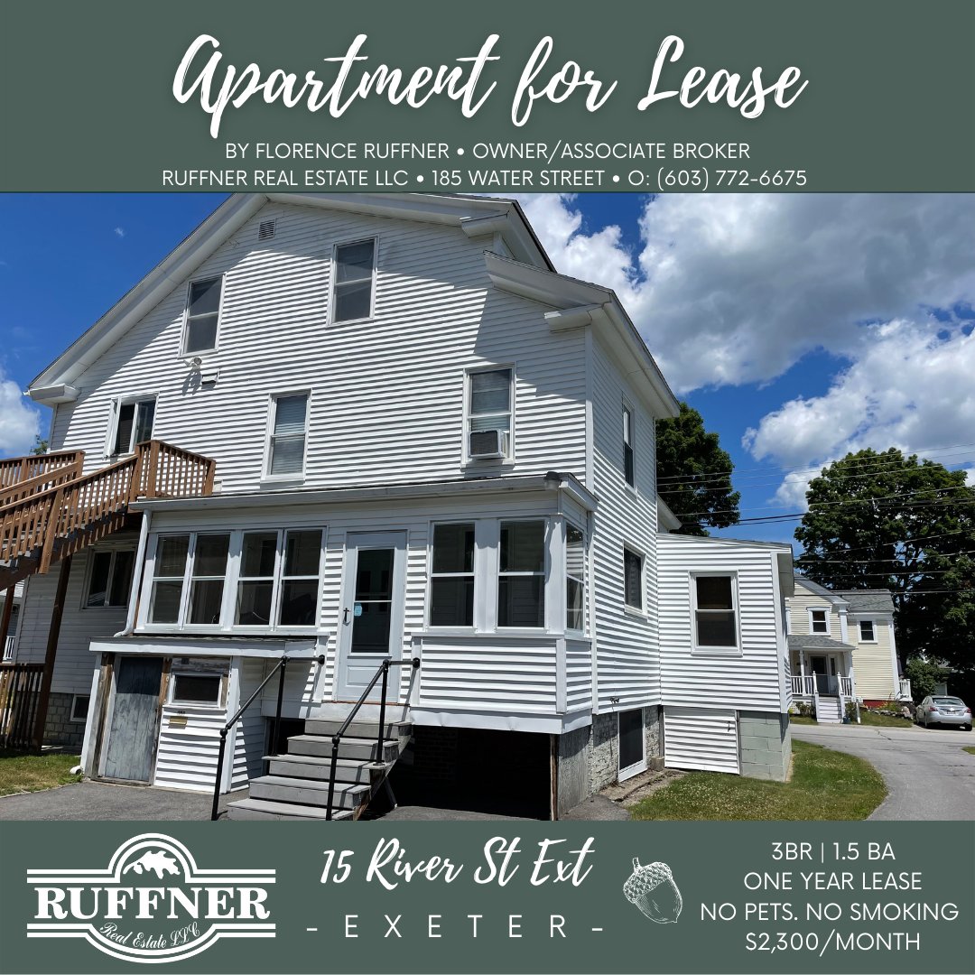 FlorenceRuf's tweet photo. ✨ Price Reduced! | Lease Available NOW
📍 15 River St Ext (Exeter) $2,300/month
.
.
👇 More info &amp; photos here 👇
https://t.co/f5Ahfbt6CS
.
.
🔑 Florence Ruffner, CRS
📱 603-674-5440
☎️ 603-772-6675
📧 FlorenceRuffner@gmail.com
🏢 Ruffner Real Estate LLC https://t.co/air6vwHBYz