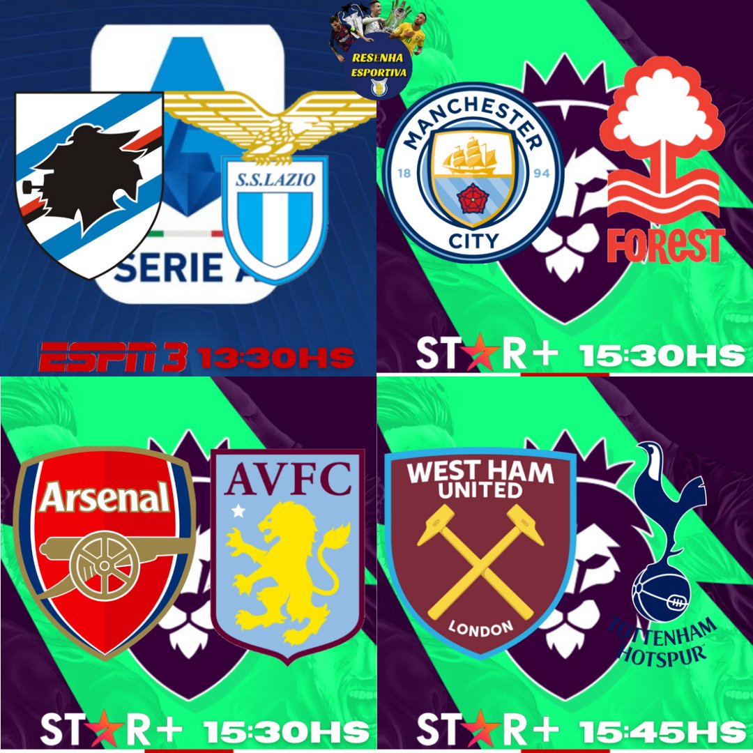 ResenhaEsporti's tweet photo. Principais transmissões esportivas do dia 31/08/2022:
#ItalianoNaESPN
#PremierLeagueNaESPN
#FrancêsNaESPN
#SerieBnoSportv
#LibertadoresNaESPN
#ComenbolTV https://t.co/lBdttZua1K