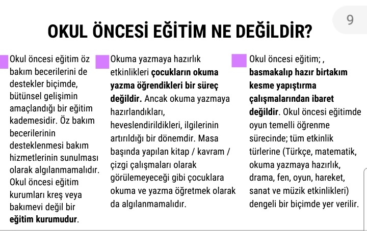 Meb'in yayınladığı uyum haftasında velilere verilecek olan aile eğitimi sunumundan bilgilendirici bir içerik. 

Okul öncesi eğitim kurumları kreş veya bakımevi değil bir eğitim kurumudur.