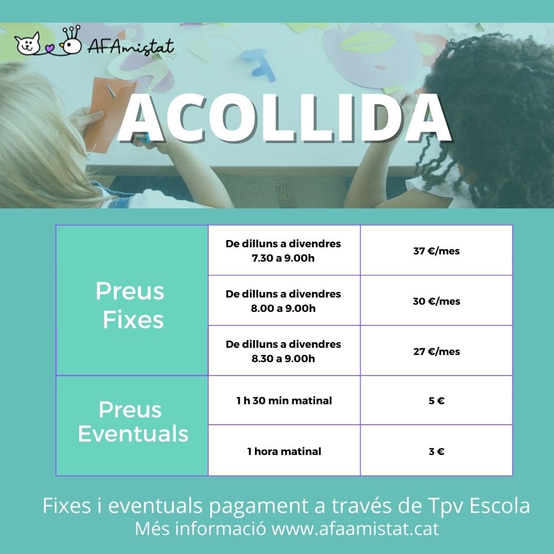 AMPAamistat's tweet photo. Ja escalfem motors pel curs que arrencarà dilluns. Si heu de fer ús de l'acollida us heu d'inscriure amb el TpV escola. Tota la informació la trobareu a https://t.co/Lx5zo8bYe6. https://t.co/RfVtzQ4i0O