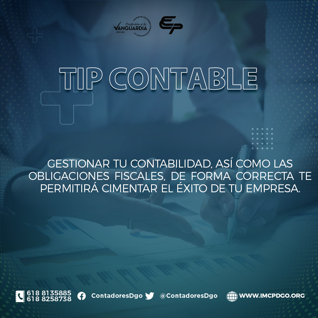 ContadoresDgo's tweet photo. #TipContable ▶️ Gestionar tu contabilidad de manera correcta te ayuda a tener una empresa exitosa. https://t.co/m4aMXl10Mw