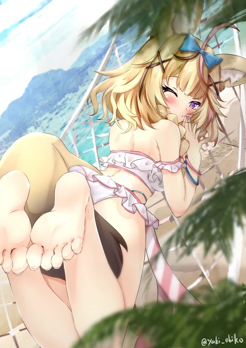 この夏めちゃ水着ぽるぽる描きました!!ありがとうホロサーマー!!!#絵まる 