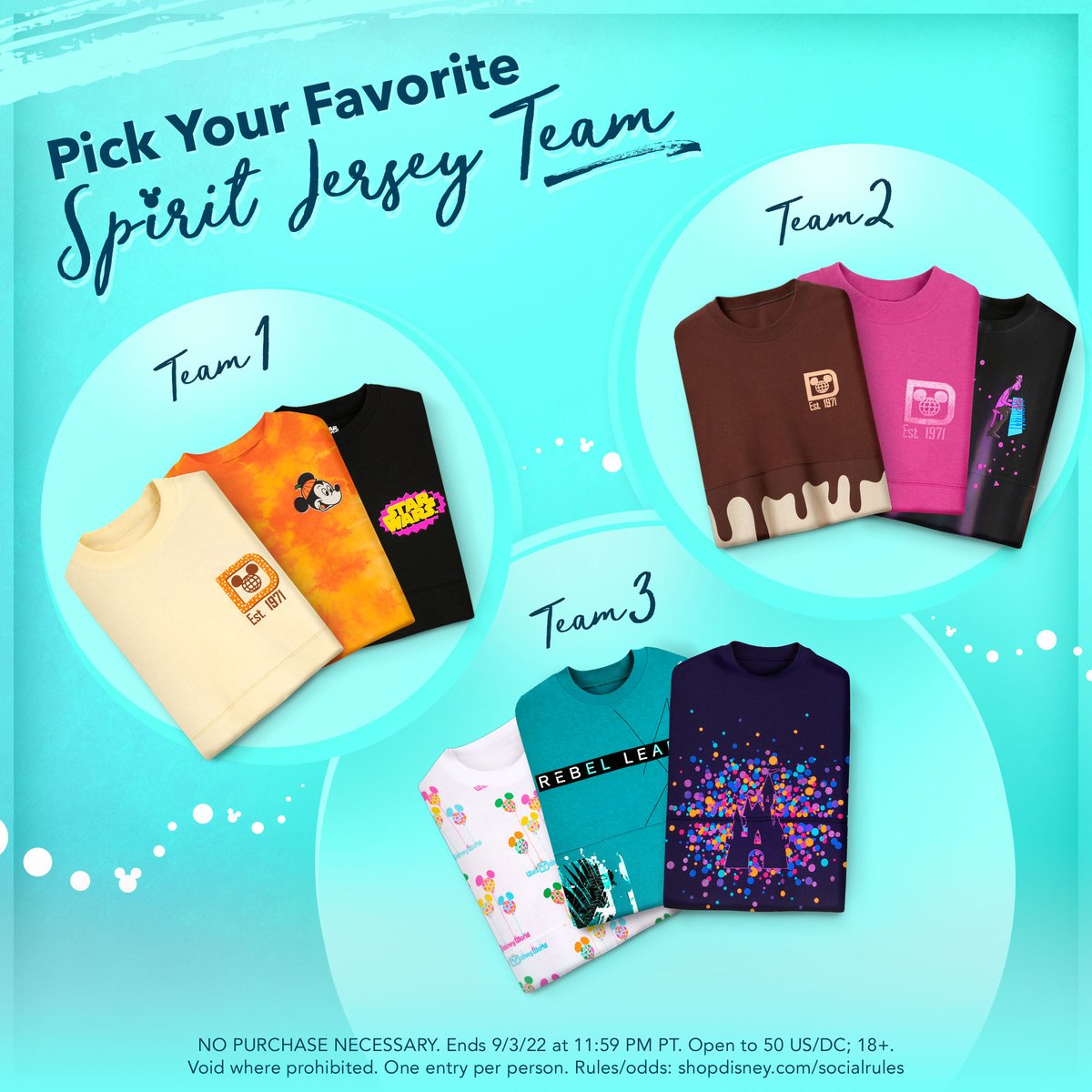 disneystore's tweet photo. Follow the steps below for a chance to win a $75 e-gift card! 

1. Follow @shopDisney
2. Like this tweet.
3. Quote tweet to comment with your favorite spirit jersey team including #ShopDisneySpiritJerseySweepstakes! https://t.co/5XYX43fcKU