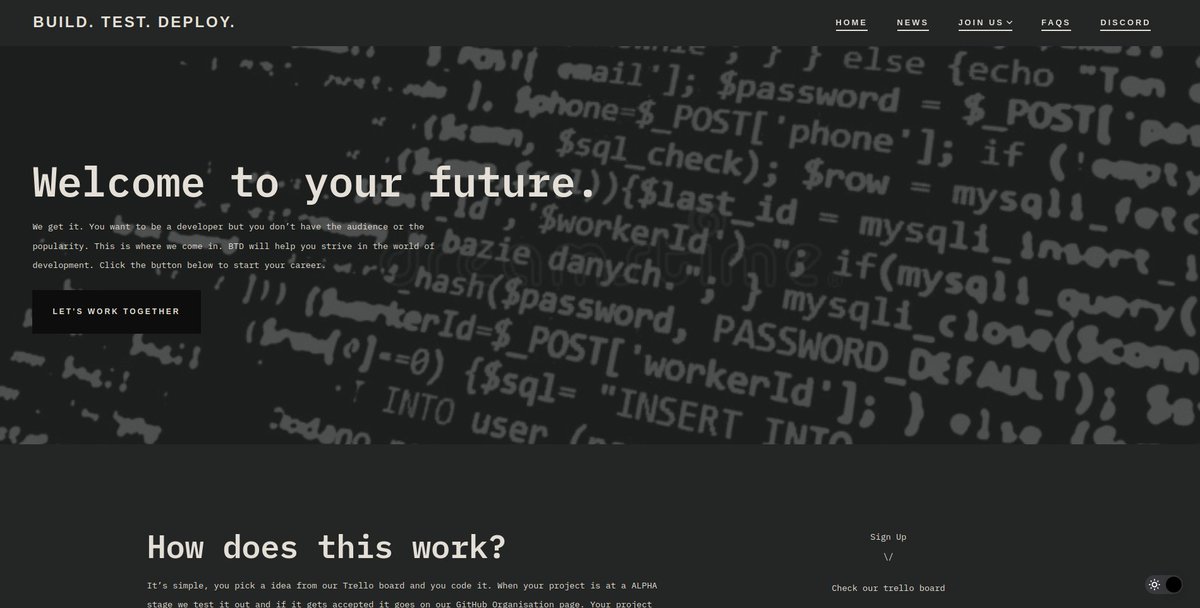 buildtestdeploy's tweet photo. We've launched Light/Dark Mode on our websites. Look out for the switch at the bottom right of our website! (Dark mode is set to default. Because, why not?) https://t.co/z0hkWRqmdf