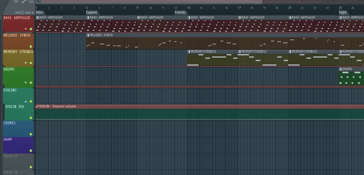I don't even care that this music may be possibly pretty bad. I only care that I've somehow become this neat at labelling things. (Trailer scoring means, trailer coming soon???) #indiegame #Flstudio