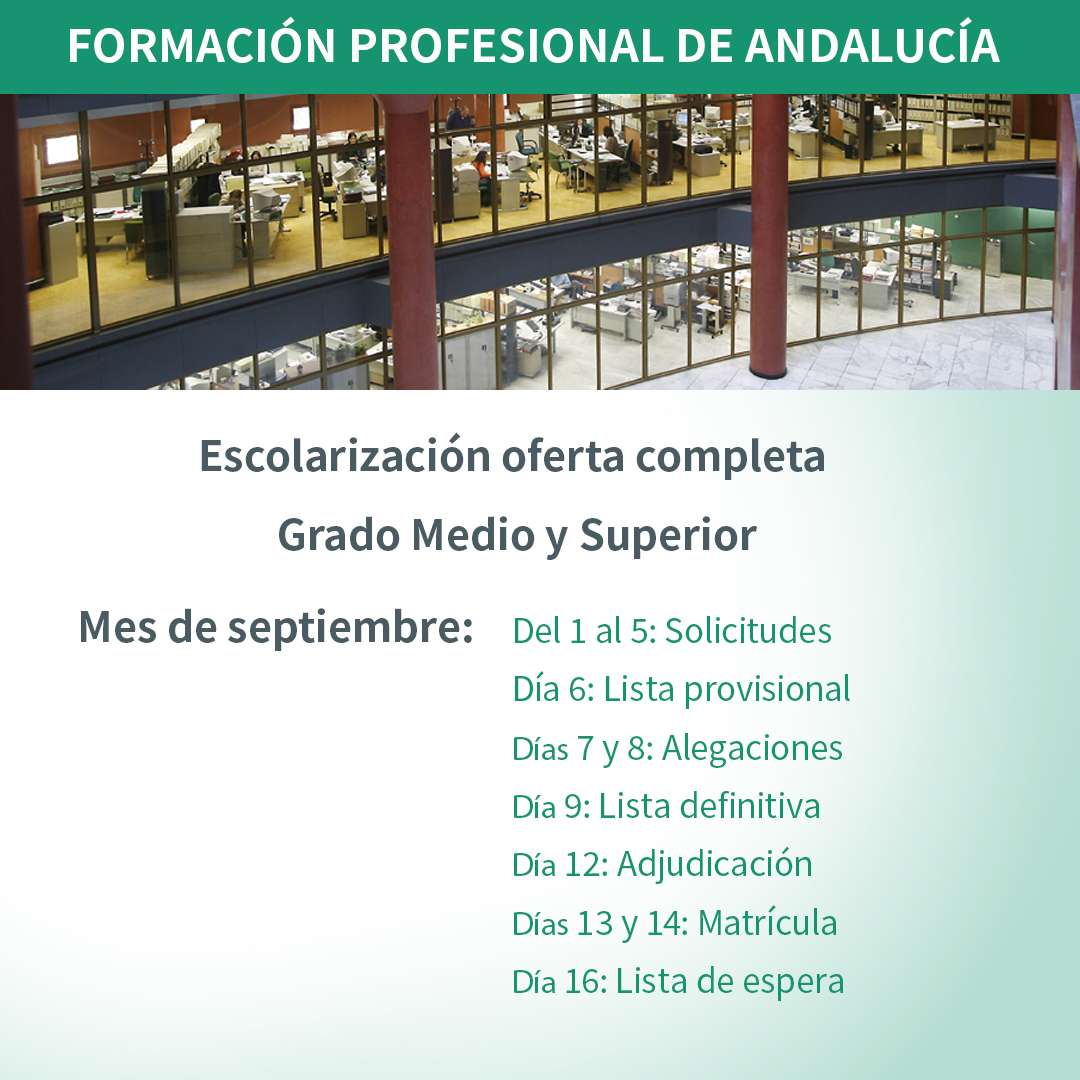 🗓 Mañana se abre el plazo extraordinario de admisión en ciclos de Grado Medio y Grado Superior de Formación Profesional.

🔎 Consulta las plazas disponibles y el calendario de escolarización. 

ℹ lajunta.es/3tasq ✅