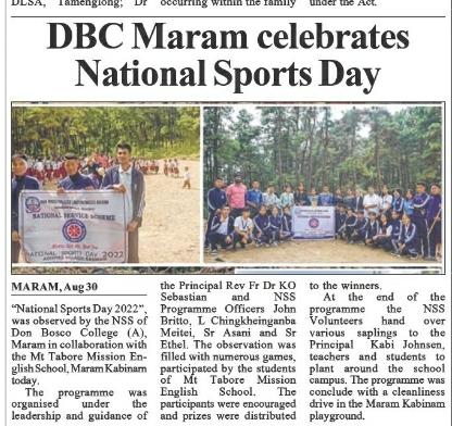 NSS_DBCM's tweet photo. In lined with the nation’s observation “National Sports Day 2022”, was observed by the NSS of Don Bosco College (A), Maram in collaboration with the Mt. Tabore Mission English School, Maram Kabinam on 30th August 2022. @_NSSIndia
@nss_rdguwahati
#Sports4Unity https://t.co/aTcm0whQmH