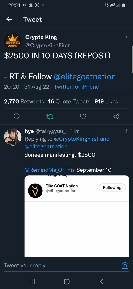 rajeswariglobal's tweet photo. @CryptoKingFirst @elitegoatnation Done https://t.co/0vXtUtrFYc