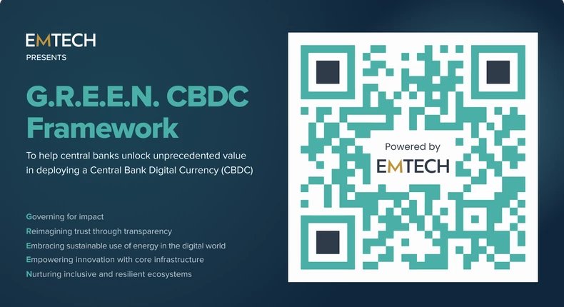 BusInsiderSSA's tweet photo. EMTECH, an award-winning software company and first-of-its-kind Modern Central Banking Infrastructure Provider, announced today the release of The G.R.E.E.N. CBDC Framework to help central banks unlock unprecedented value in deploying a Central Bank Digital Currency (CBDC). https://t.co/de3a24uaMo