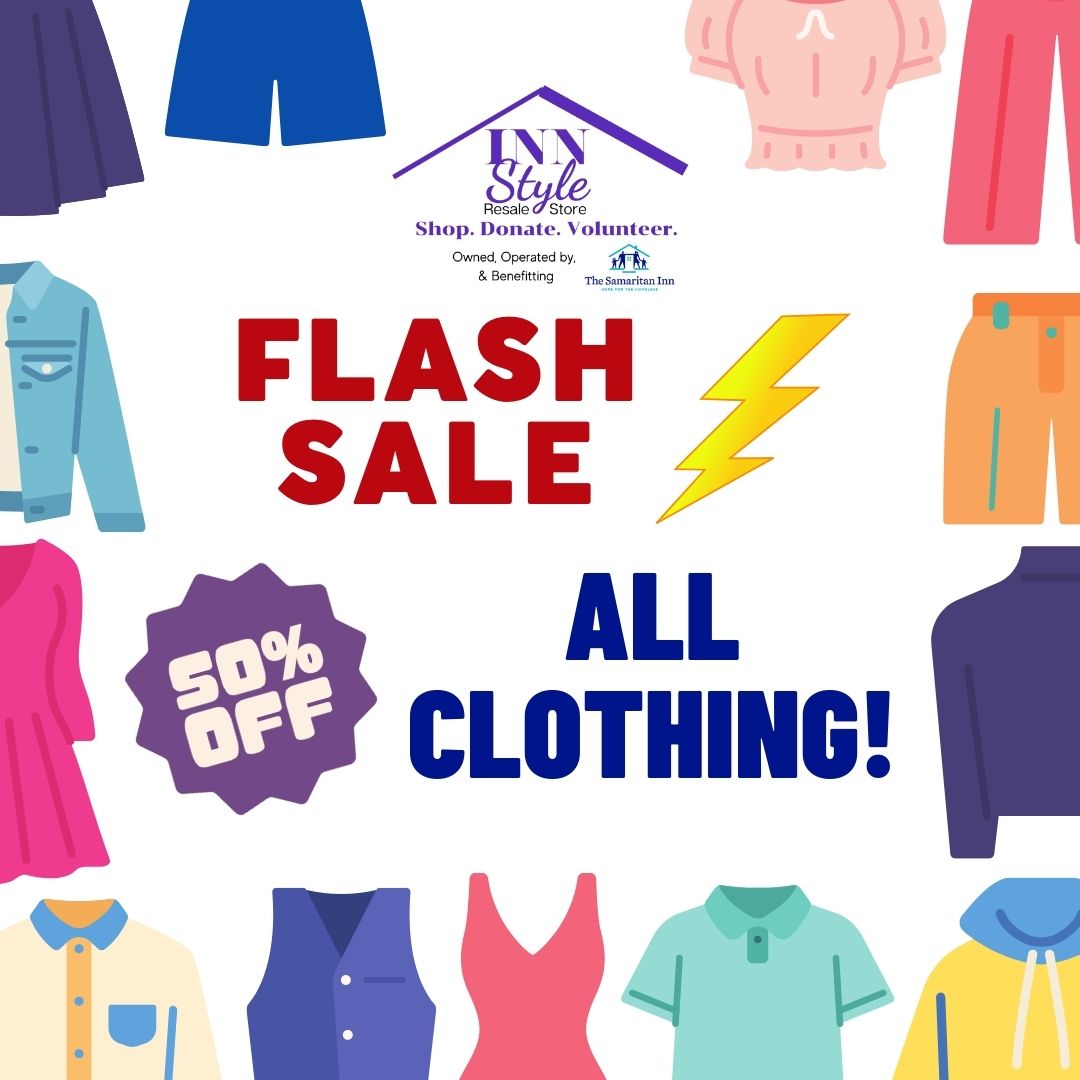 SamaritanInnOrg's tweet photo. Our Inn Style Resale Store is having a 50% off sale on all clothing from now until Friday! We are located at 103 University Drive in #McKinneyTX. Come get some great deals for a great cause!  

#popsometags #thriftstoreshopping #thriftstorefinds #TheSamaritanInn https://t.co/OCTJqJSU6M
