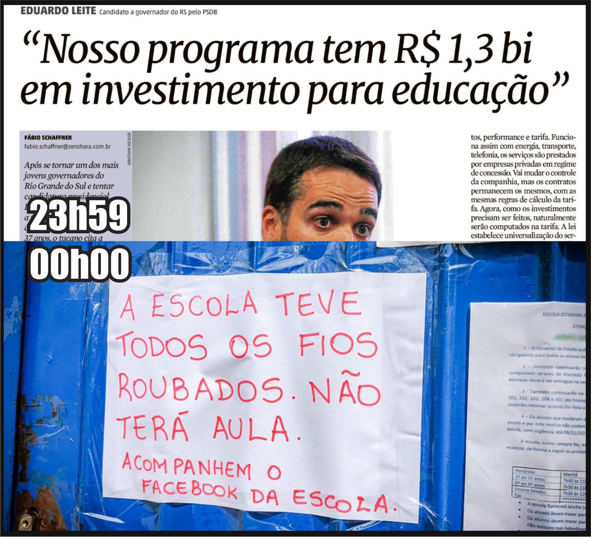 sofiacavedonPT's tweet photo. E o Eduardo - mãos de tesoura do salário dos e das educadoras - falando em educação hoje no jornal. Enfim, a hipocrisia! Né @Cpersoficial?
Quem está com o pé na escola pública de verdade não está vendo nada disso que ele diz na manchete. Dudu não fez o #DeverDeCasa! https://t.co/fDXKlsqbbV