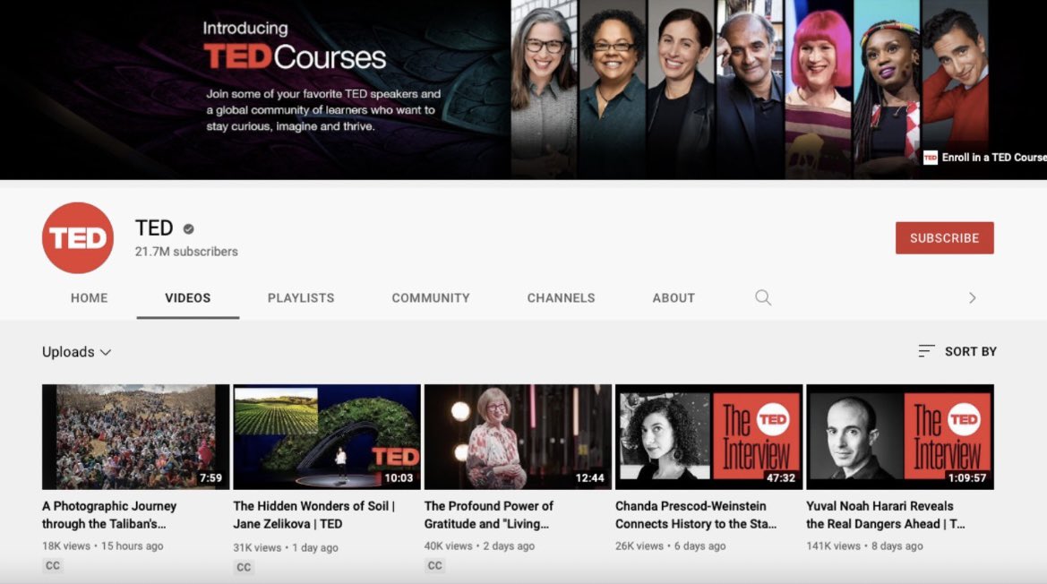 We should all aim to become a master of our mind… Here are 20 YouTube channels to help you achieve this: 1. Ted