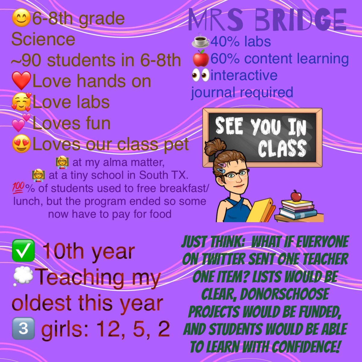 BridgeDanya's tweet photo. @msgolliday_mms Thank you! I have plenty under $5 and high priority items still on my #clearthelist! I also need 1 more set of light covers and air purifiers. https://t.co/wvIFxyVyG4
#bettertogether #clearthelist2022 #teachertwitter #johnclearmylist #giveapalooza #magentamagic @tmobile @amazon https://t.co/0KJeb1JEHc