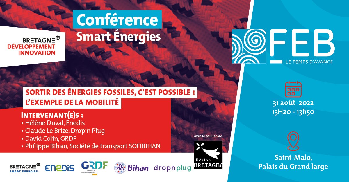 BretagneBDI's tweet photo. Prochaine conférence à 13:20 au #FEB2022 dans l'espace Transition Énergétique sur les énergies renouvelables et les mobilités . Venez découvrir des solutions avec @enedis_bretagne
@dropnplug @GRDF et Sofibihan.  https://t.co/lWyvklUqhz https://t.co/PVItbtt9xT
