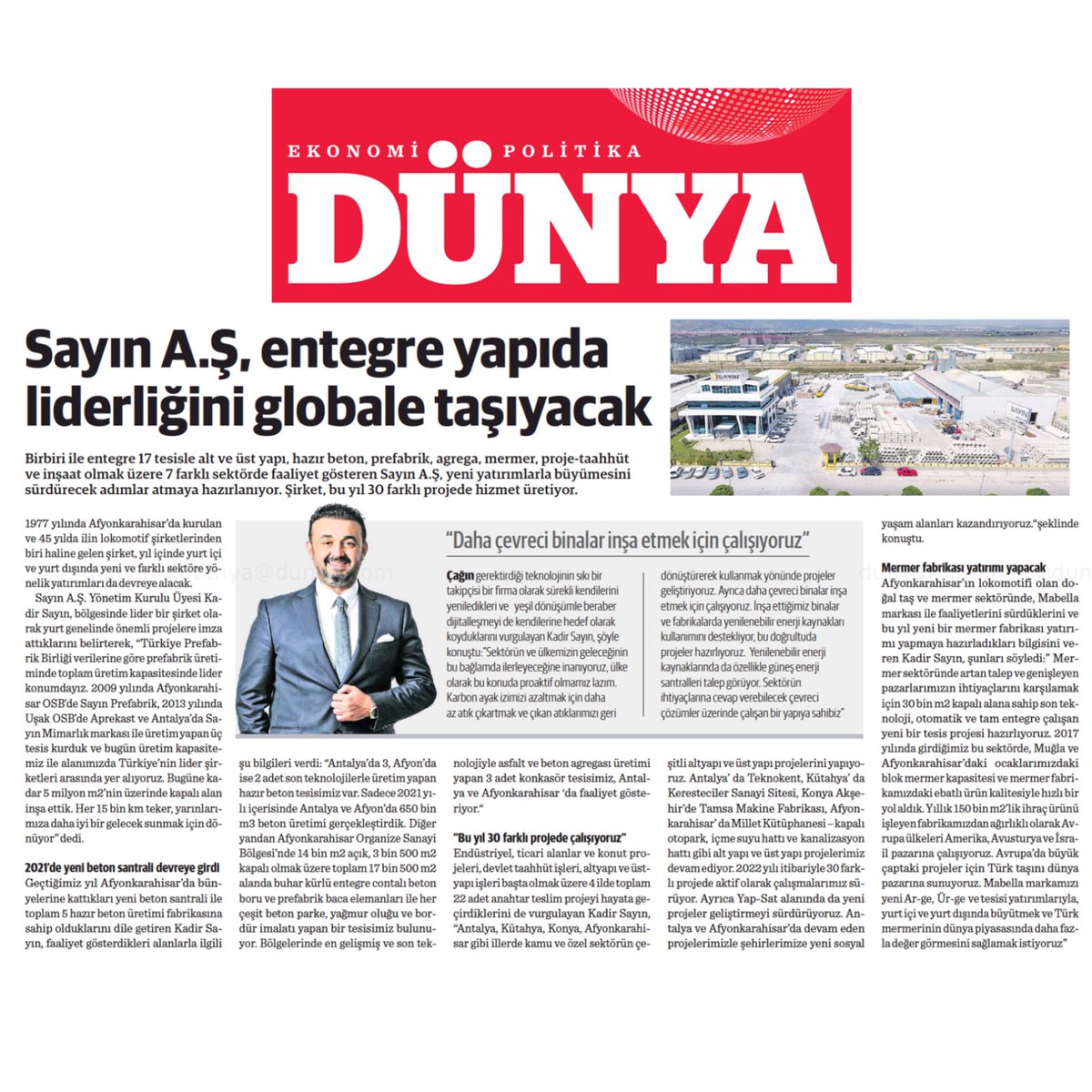 synprefabrik's tweet photo. Sayın A.Ş Entegre yapıda liderligini globale taşıyacak. https://t.co/WPU9qv7dzk