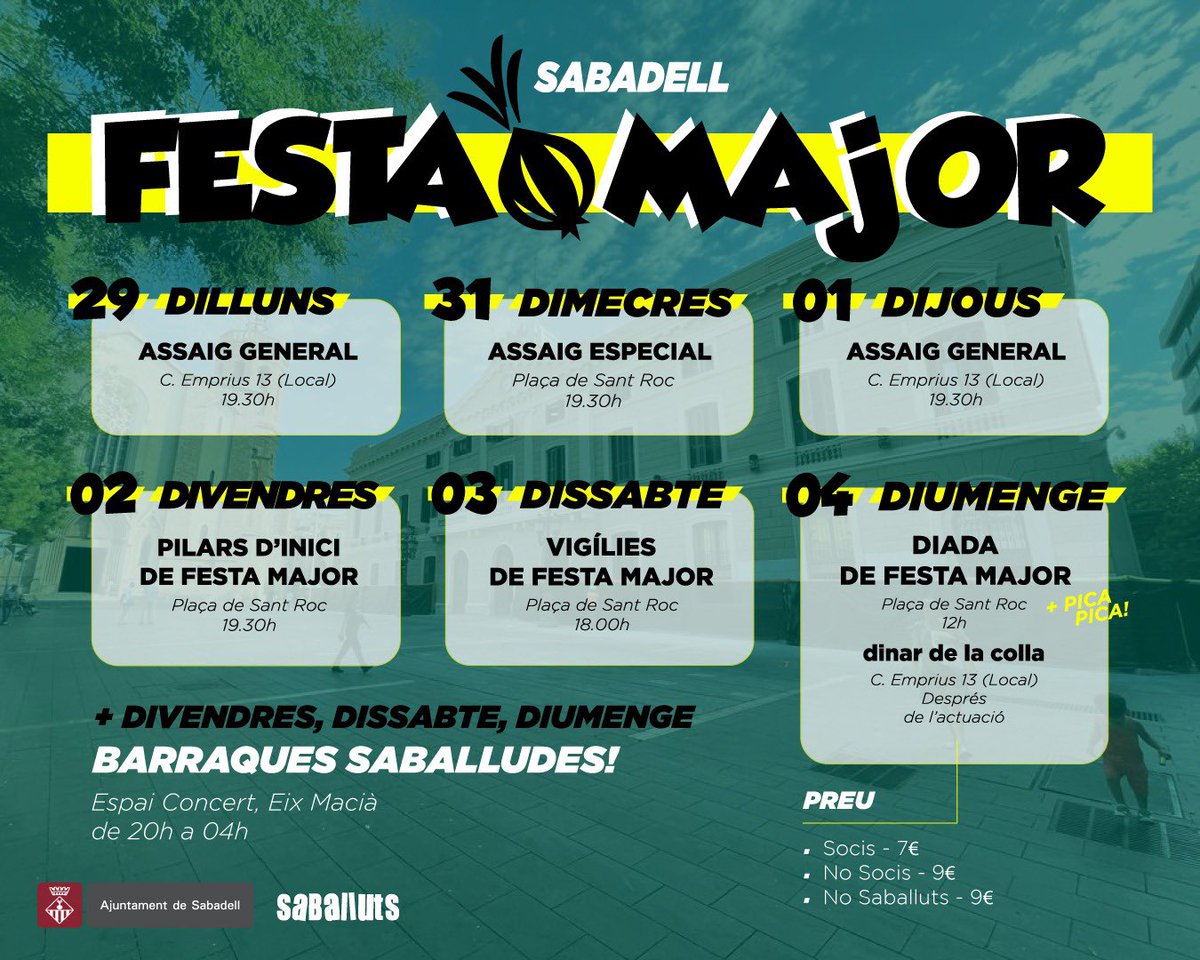Mariosanchezfu's tweet photo. @saballuts  comença  la festa major , ens veiem avui a l’assaig a plaça a les 19:30 #ininterrompudament https://t.co/vZ16ObyNy9