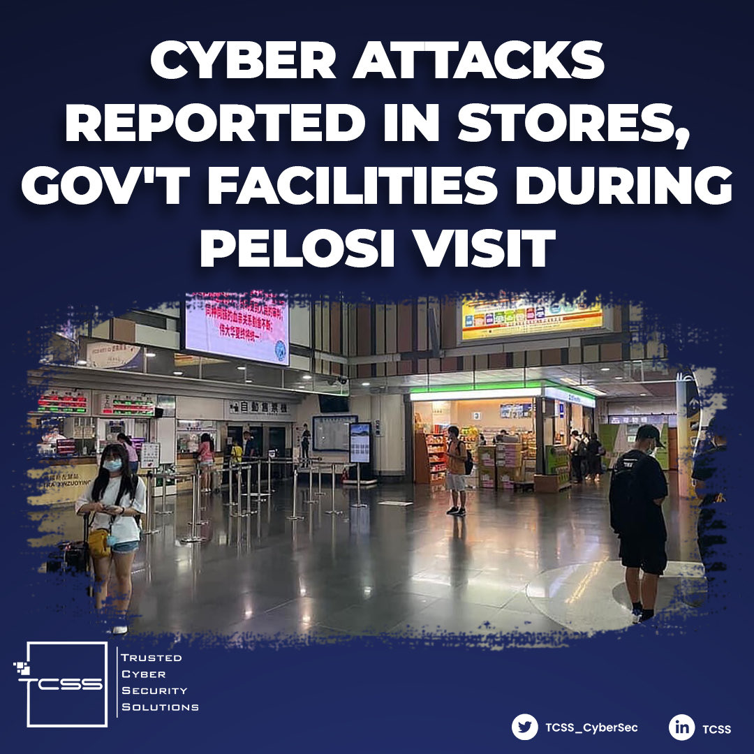 TCSS_CyberSec's tweet photo. Taipei, Aug. 3 (CNA) Several convenience store branches and government facilities across Taiwan on
👇
#cyberattack #cybersecurity #hacking #security #worldnews #technology #data #infosec #cybercrime #secconsult #it #iot #ot #consulting #solution #itsecurity https://t.co/t6tdrKGMNf