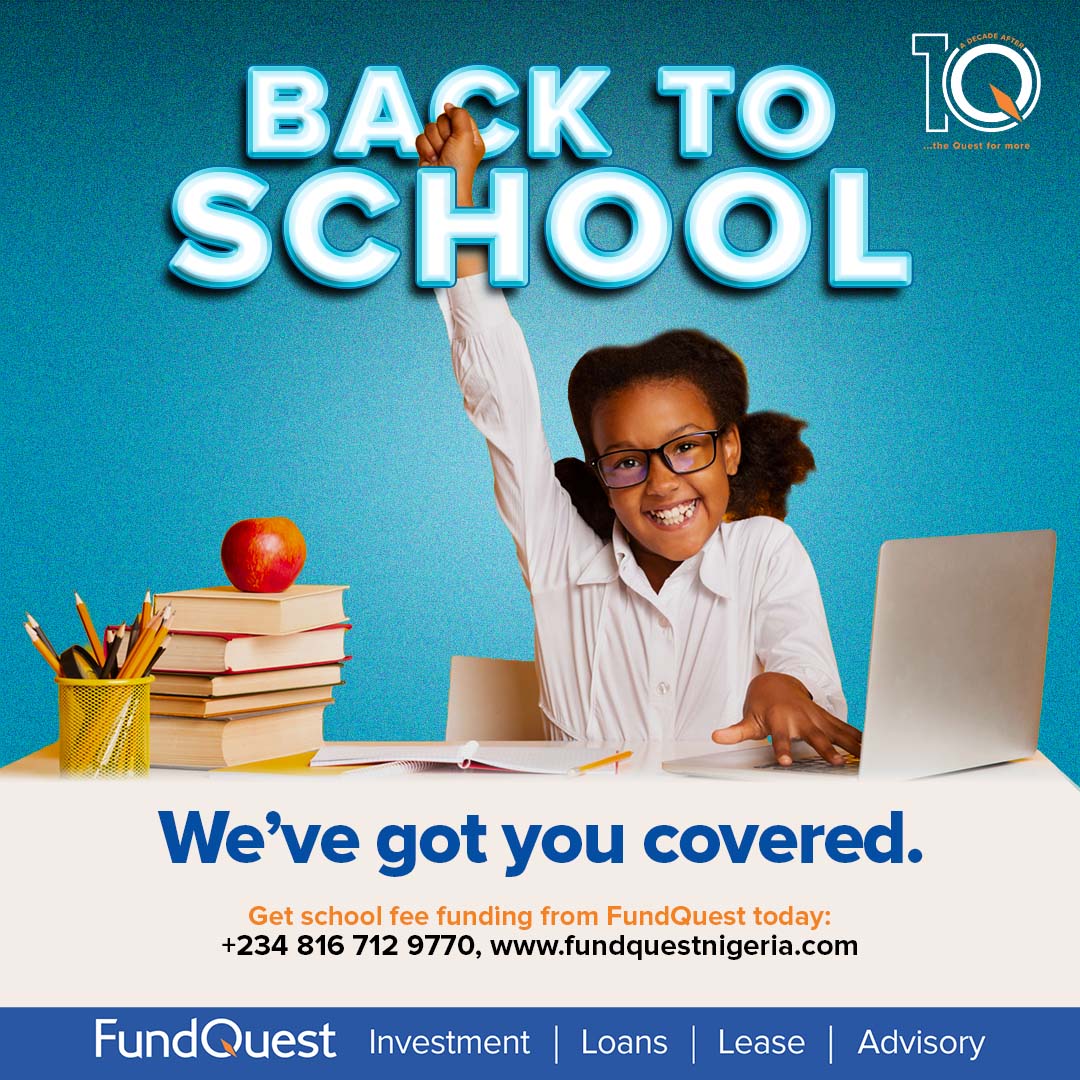 Schools are resuming in the coming month. How are you preparing for your kids resumption?

Make adequate provision for sorting their bills today with FundQuest 
Call/Chat - +234 816 712 9770
Visit – fundquestnigeria.com/loans/

#Backtoschool #Loans #Finance #FundQuest