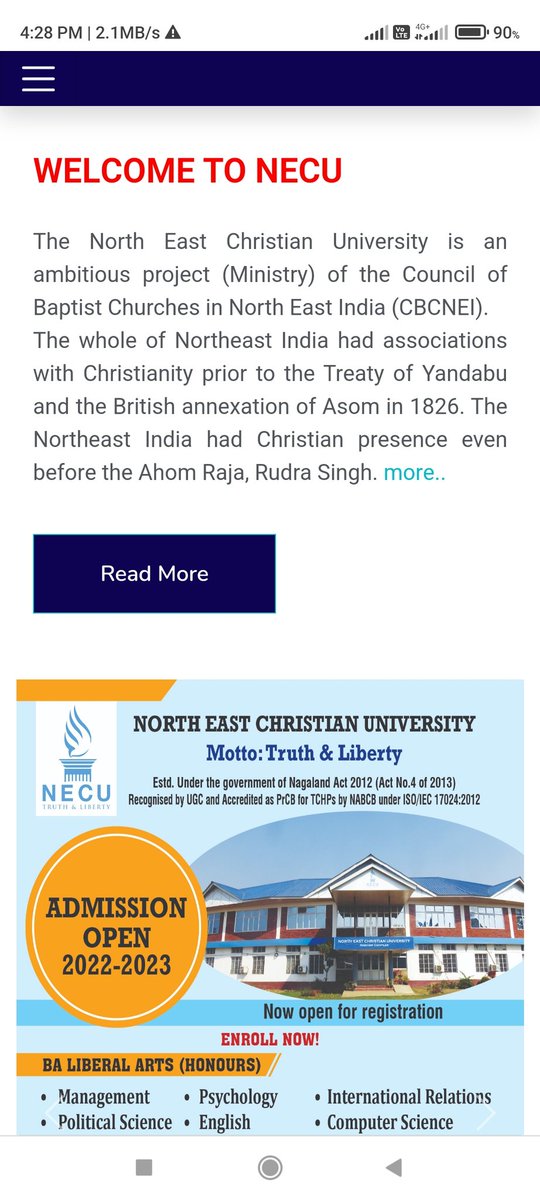 RobinTemsu's tweet photo. @Admiralozk North East Christian University was established in 2016, with the #Nagaland Govt alloting 250 acres in the Medziphema area for  campus. #NECU is a project of #CBCNEI, and #NBCC is also one of the stakeholders.  Yes definitely we can do more. https://t.co/STGREQbUrz https://t.co/6Cd0ofblPu
