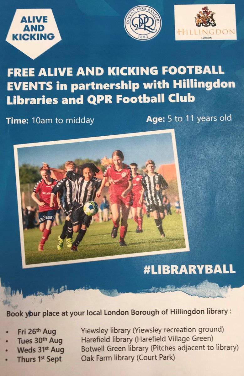 QPRSoccerSchool's tweet photo. 📚 Our biggest Alive & Kicking session this morning at Botwell Green in partnership with @Hill_libraries #libraryball https://t.co/00qclPAlkf