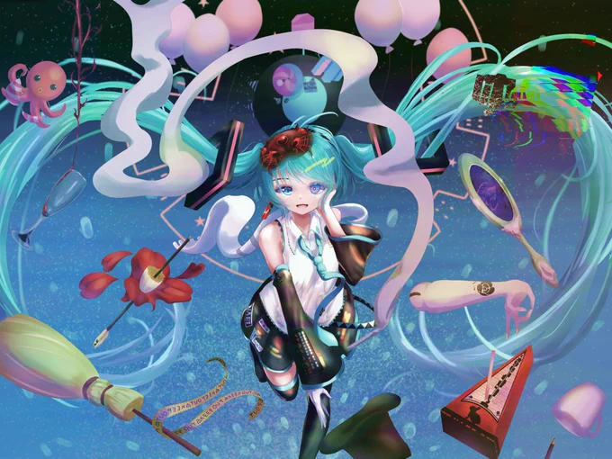 初音ミク15回目の誕生日おめでとー!!2021→2022の1年間に出たある曲達のものを加えてたらごちゃごちゃになっちゃった…また1年、色んな曲楽しみにしてます! #初音ミク誕生祭2022 