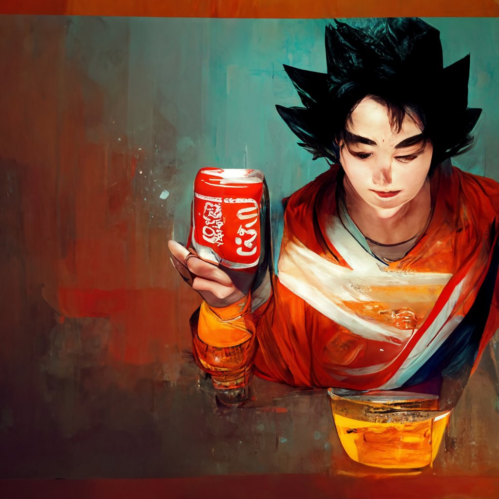 FalconD2022's tweet photo. "Goku drinking a Coca cola" was the result that an ia name "Midjourney" gave me. Amazing

#Ia #draw https://t.co/3MxtgoBgHg
