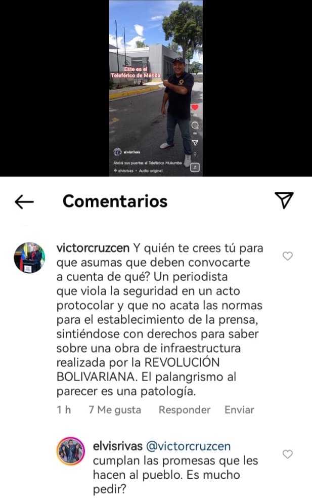 #AlertaSNTP | El corresponsal de <a href="/globovision/">Globovisión</a> en #Mérida, <a href="/ElvisRivasGLOBO/">Elvis Rivas</a>, fue atacado en redes sociales por el presidente de Teleféricos de Venezuela, Víctor Cruz, quien lo acusó de "palangrista" por una publicación sobre la reapertura del teleférico, prevista para este #31Ago