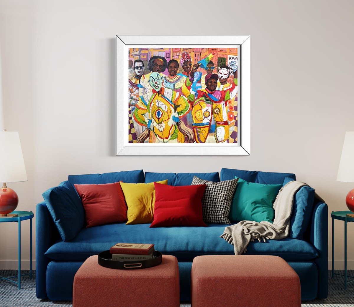 AnneBH_Art's tweet photo. The Day The Masqueraders Came 97.5cm x 76.5cm framed
The #Christmascarnival is a very colourful affair in the Western and Central #Ghana. Commonly known as #kaakaamotobi ’, their history is steeped in the #colonialdays when local people parodied #colonialmasters by dressing up. https://t.co/H0Oi9xlWkW