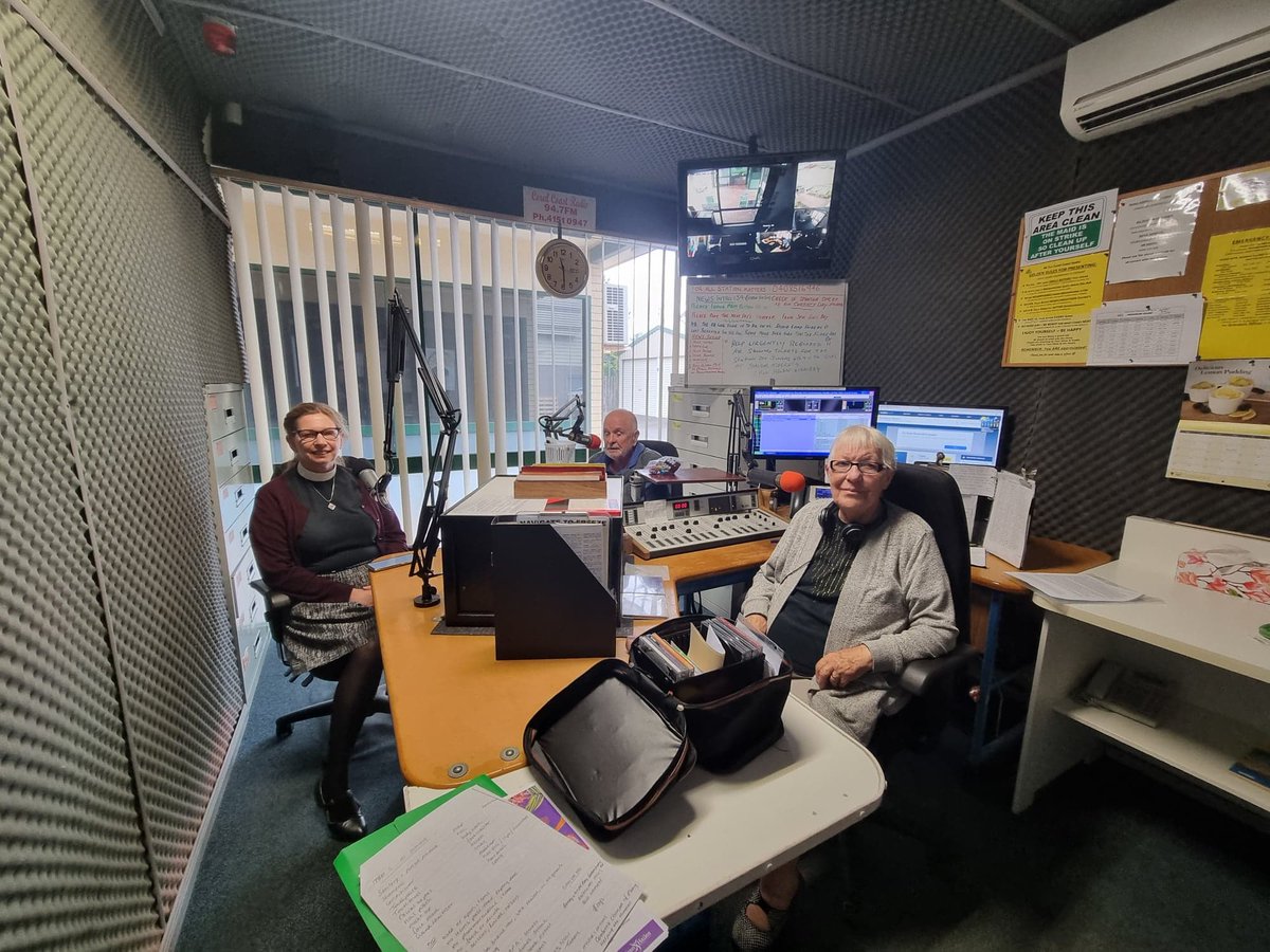 BundyAnglican's tweet photo. Thank you to Coral Coast Community Radio 94.7FM who interviewed The Reverand Kate Ross and Church Warden Jo Leveritt regarding the @JeanHailes Women's Health Week 2022 health and well-being festival taking place 8 September 2022 at 59 Woongarra St Bundaberg. https://t.co/s1FyjMfWkV