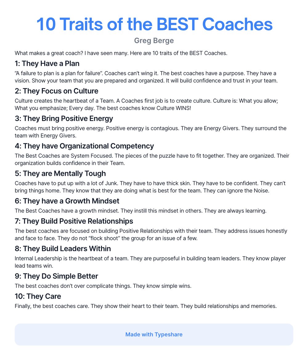 What makes a Great Coach?  I have seen many. 👇