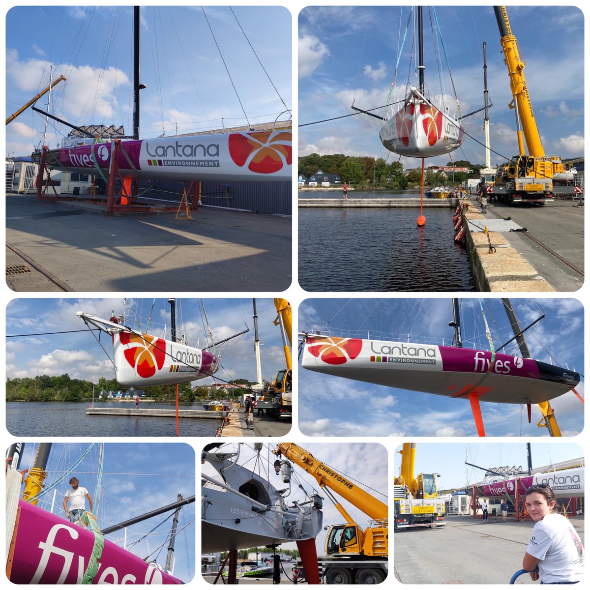 LouisDuc1's tweet photo. 2eme mise à l'eau de la saison après un révision complète du bateau en vue de la @routedurhum !
Prochaine grosse étape, le @defiazimut mi-septembre à #Lorient !
@fivesgroup #lantanaenvironnement
#industrycandoit #ensemblepollinisons #2evie
@ImocaGS https://t.co/qWwNPa3lwM