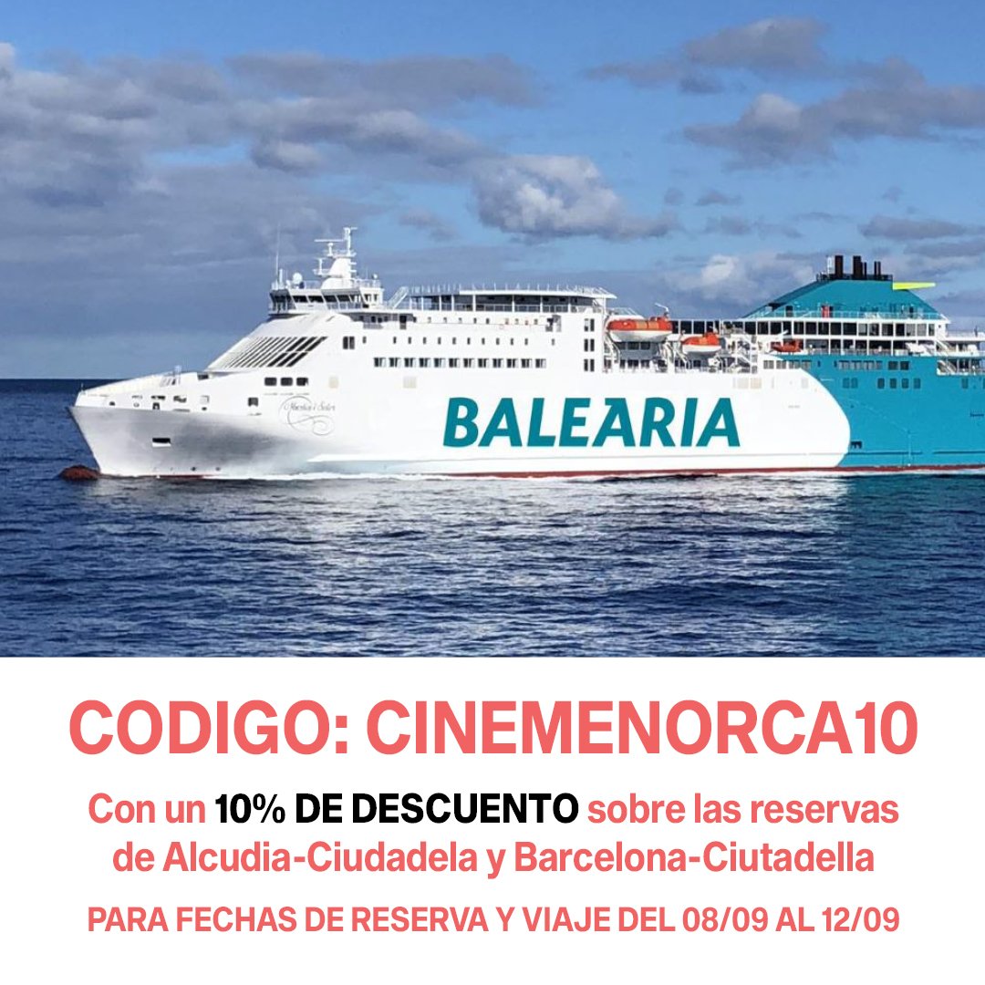 ATENCIÓ ‼️

Codi descompte per viatjar amb Baleària i tenir la millor cadira pel FICME

#FundacióBaleària #FICME2022