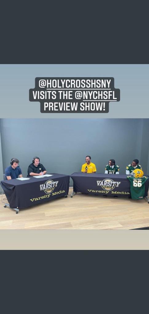 Thank you <a href="/VarsityMedia/">Varsity Media</a> for having <a href="/HCKnightsNY/">Holy Cross Athletics</a> on the <a href="/NYCHSFL/">NYCHSFL</a> preview show. We had a great time and looking forward to the season