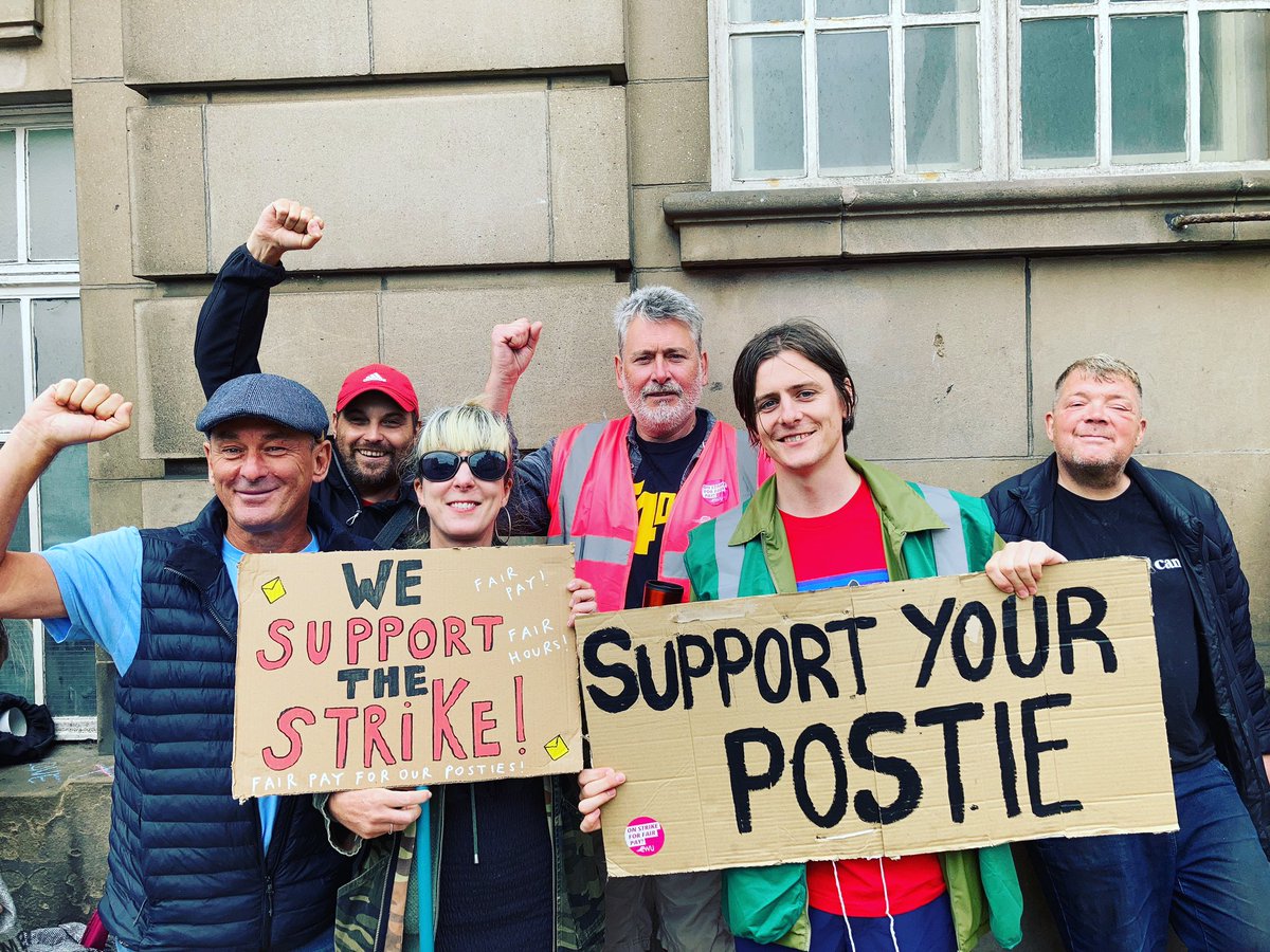 TheLovelyEggs's tweet photo. Eggs support the strike! Solidarity with Royal Mail workers! On the picket line today. And we’ll be there next Thursday and Friday too. Come on you Lancaster massive! ✊📮@CWUnews https://t.co/LXLEOiUHxK