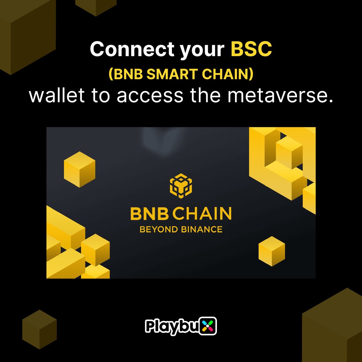 playbuxco's tweet photo. When the alpha version comes out, you can connect your wallet in BSC (BNB Smart Chain).

#BinanceLabs #binance
#bnbchain #Playbux 
#Shoptoearn #Metaverse 
#NFTs #NFTsDROP https://t.co/iUuuaJehIF