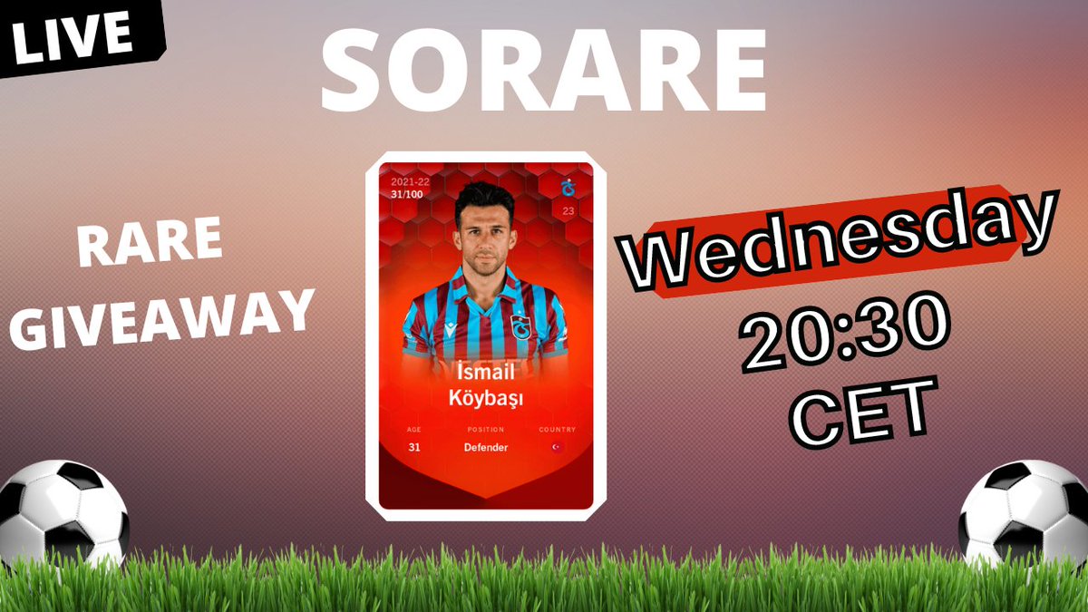NEW RARE GIVEAWAY tonight at 20:30 CET. Just need to join on Youtube and type your Username! 
(retweeeet) 🔥🔥🔥 
youtube.com/watch?v=g1GVL-…
.
#sorare #sorareadventure #sorarefootball #soraredata #football #footballtiktok #crypto #eth #ethereum #trading #trade #investing #nft