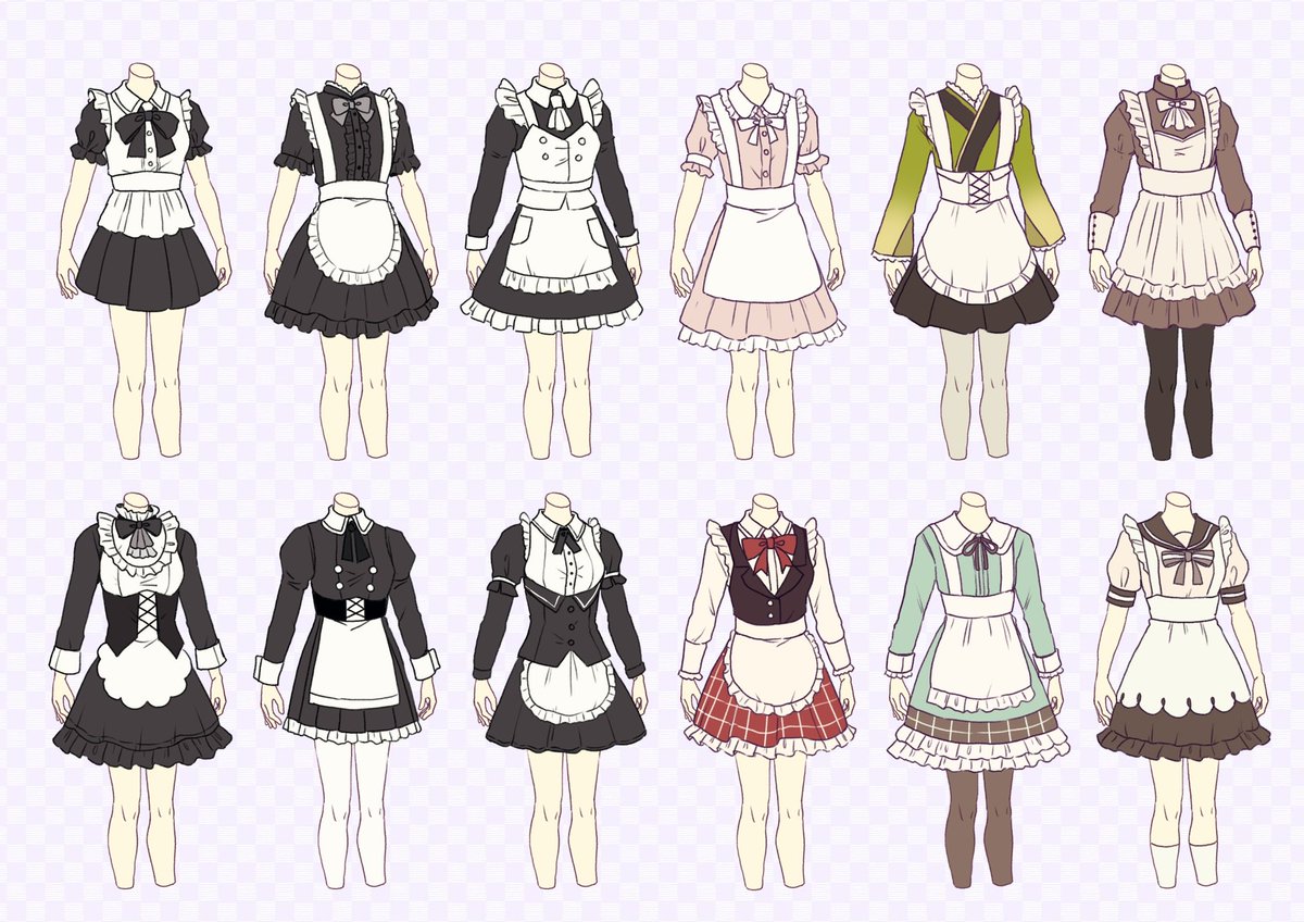 「クラシカルメイド服orミニスカメイド服どっちがお好き? 」|佐倉おりこ🍀ぬり絵本5/10発売🎨 ｺﾐﾃｨｱ144【く13b】のイラスト