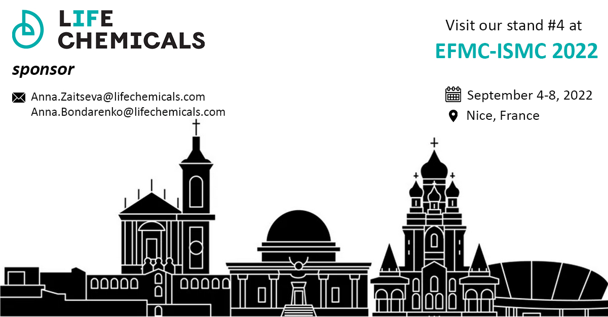 Life_Chemicals's tweet photo. Life Chemicals is proud to sponsor XXVII  #EFMC International Symposium on Medicinal Chemistry.
Visit our stand #4 to learn more about our #Screening Libraries for #DrugDiscovery &amp; #MedicinalChemistry!
📧 marketing@lifechemicals.com to organize a meeting https://t.co/by8wmhWhLb