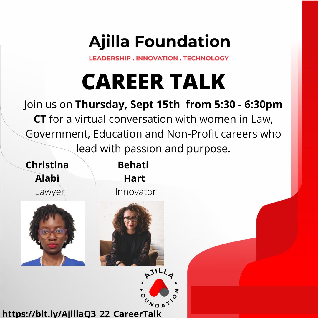 AjillaLife's tweet photo. Join us on Thursday, September 15th from 5:30 - 6:30pm CT for a virtual conversation with women who lead with passion and purpose.

Registration is complimentary and required.

https://t.co/0TvniUhTBX

#ThisIsAjilla https://t.co/6jRit3dpZH