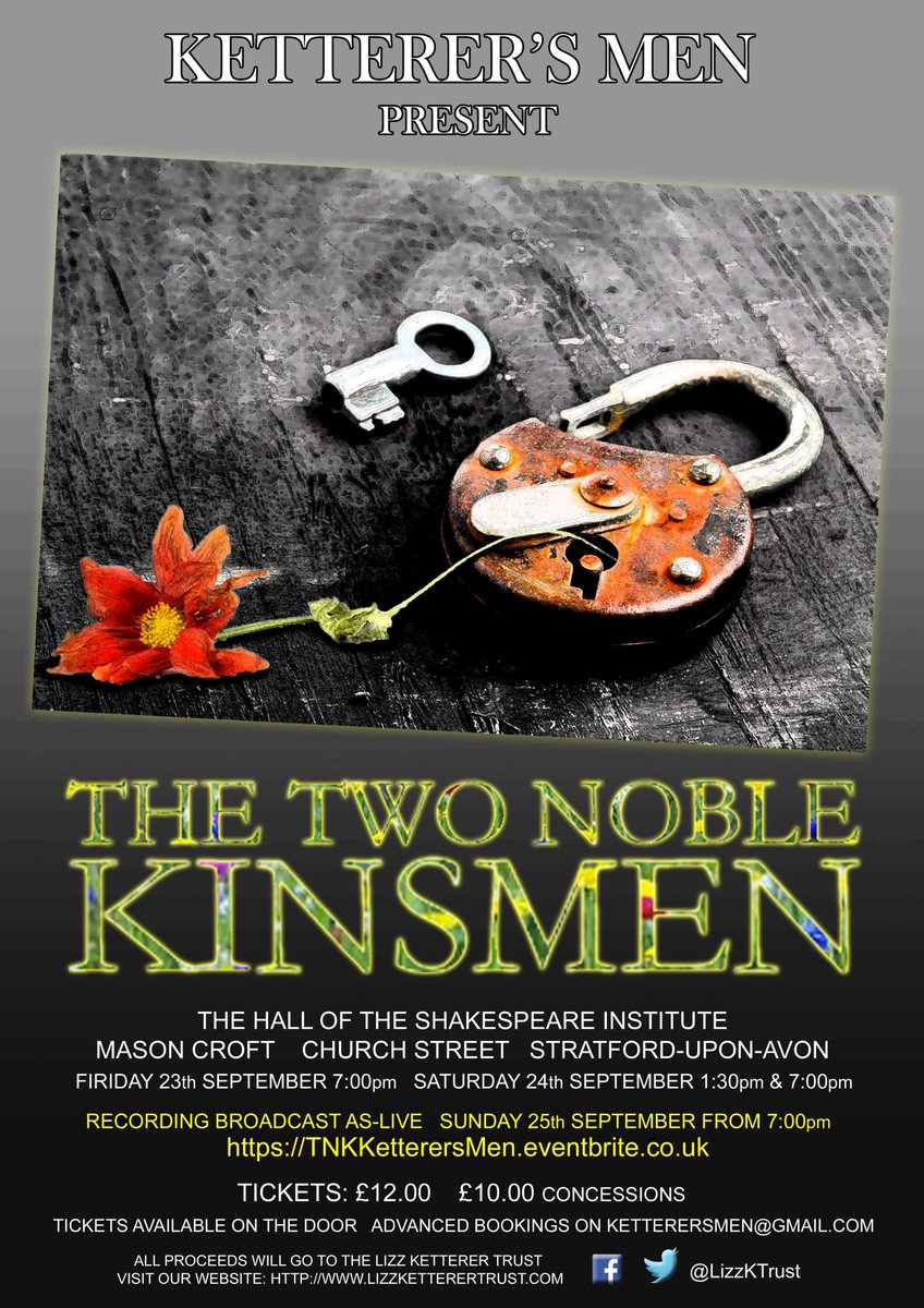 LizzKTrust's tweet photo. Delighted to announce this year's show, coming to an Institute/screen near you soon - Fletcher and Shakespeare's The Two Noble Kinsmen. Please see below and the Eventbrite for details/booking. Hope to see you there! 
https://t.co/1QMYGfpILB https://t.co/HheTVqq2dY
