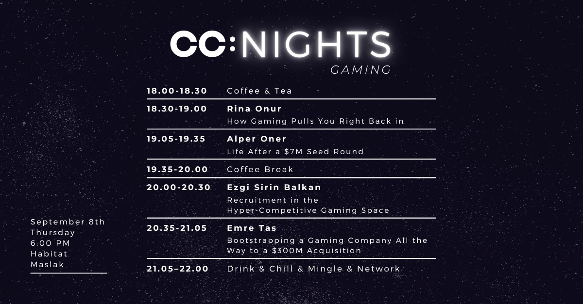 EnisHulli's tweet photo. 🌌@rinaonur (@SpykeGames): How Gaming Pulls You Right Back in
🎆Alper (Agave): Life After a $7M Seed Round
🎇Ezgi (Cypher): Recruitment in the Hyper-Competitive Gaming Space
🪐@aemretas (@AlictusOfficial): Bootstrapping a Gaming Company All the Way to a $300M Acquisition https://t.co/oSxQgPCXTF