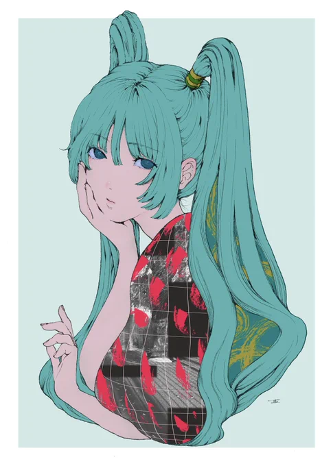 ミクちゃん誕生日おめでとう去年描いたやつお気に入りなので再掲 