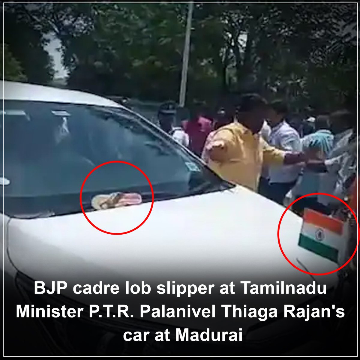 ptrmadurai's tweet photo. Why won't I even address 🐐by name?

1) seeks publicity w/ Martyr's body
2) engineers slipper-throwing on car w/ national flag
3) lies blatantly
4) rabble-rouser

Vile beings like🐐&amp; "High-Court Questions mental stability" are a curse on Tamil Society

But...also on the BJP😁 https://t.co/t8DIiVsZa8