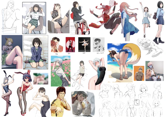 #今月描いた絵を晒す
練習の模写とかその手のやつ
7月のもある 