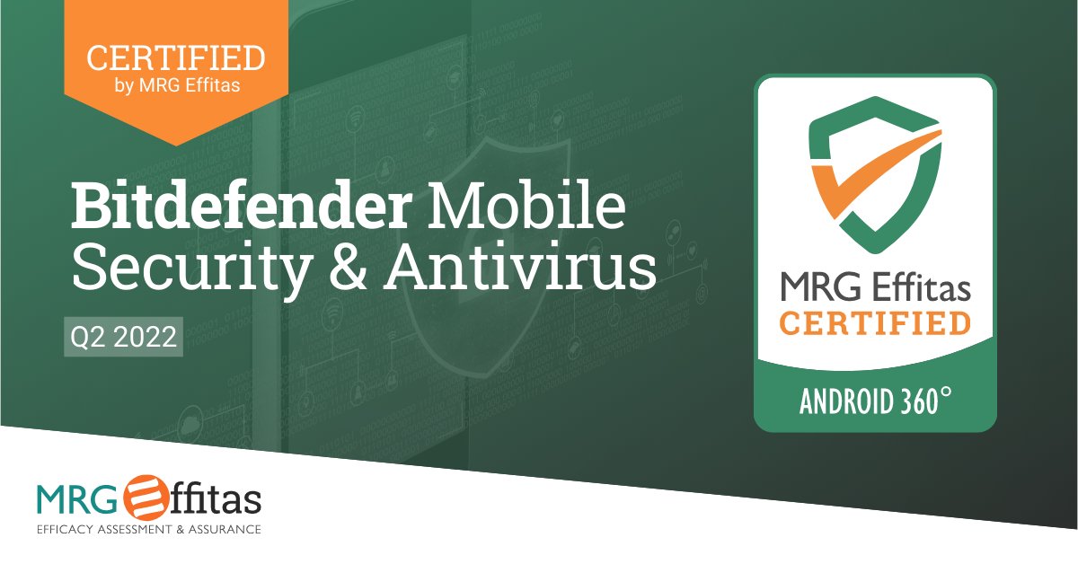 mrgeffitas's tweet image. The certifications keep coming for @Bitdefender! Our congratulations to Bitdefender Mobile Security &amp;amp; Antivirus for being awarded our Android 360° Certification for Q2 2022. 📱🔒

View the report in our test centre: mrg-effitas.com/test-library/

#AndroidSecurity #AVTest #AndroidAV