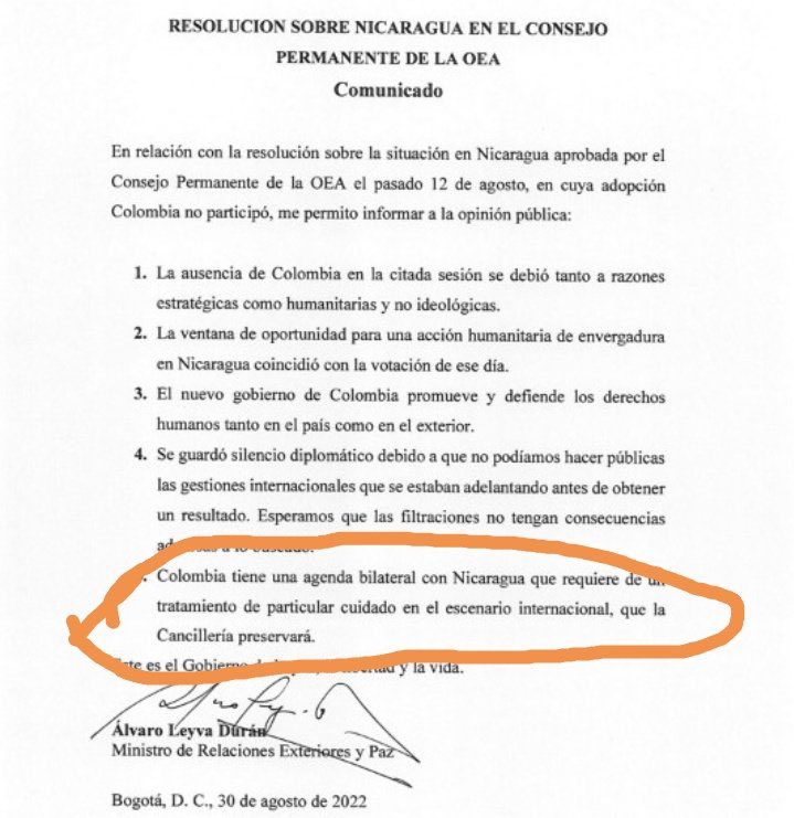 ghitis's tweet photo. Los que decían que Colombia se ausentó de la reunión del Consejo Permanente de la OEA para no votar la resolución contra Nicaragua por orden de Duque, ¿ya se retractaron? https://t.co/lXgytRlD65