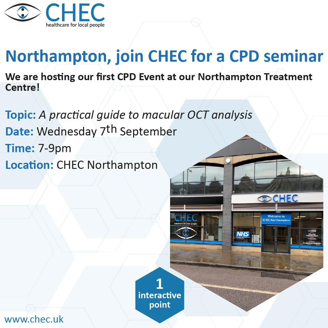 chec_eyecare's tweet photo. Northampton Optometrists, time is running out to sign up for our FIRST CPD seminar &amp; open evening at CHEC Northampton! 

Register for your place: https://t.co/cs8l1TbKXd  

#Northampton #seminar #CPD #CPDseminar #CPDpoint #openevening #newhospital #treatmentcentre #ophthalmology https://t.co/6n08d3Qu5H