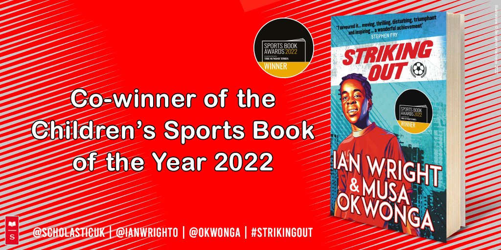 Striking Out! The debut novel from superstar striker <a href="/IanWright0/">Ian Wright</a> and <a href="/Okwonga/">Musa Okwonga</a>.

The co-winner of the Sports Book Awards Children's Sports Book of the Year 2022. Available today in paperback! #StrikingOut