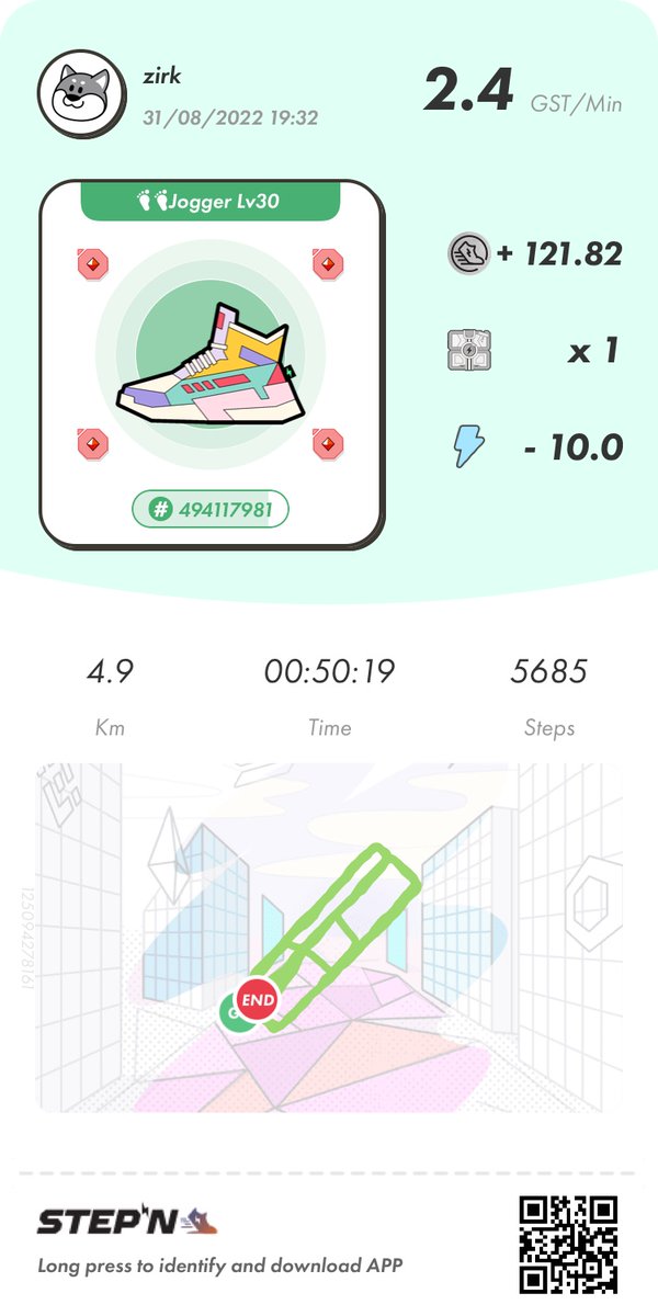 STEPN
8/31    148日目
ちょい早めに歩いたら、にわか雨で蒸し暑かった今日この頃😂
マイペースに続けていきます😇

#STEPN