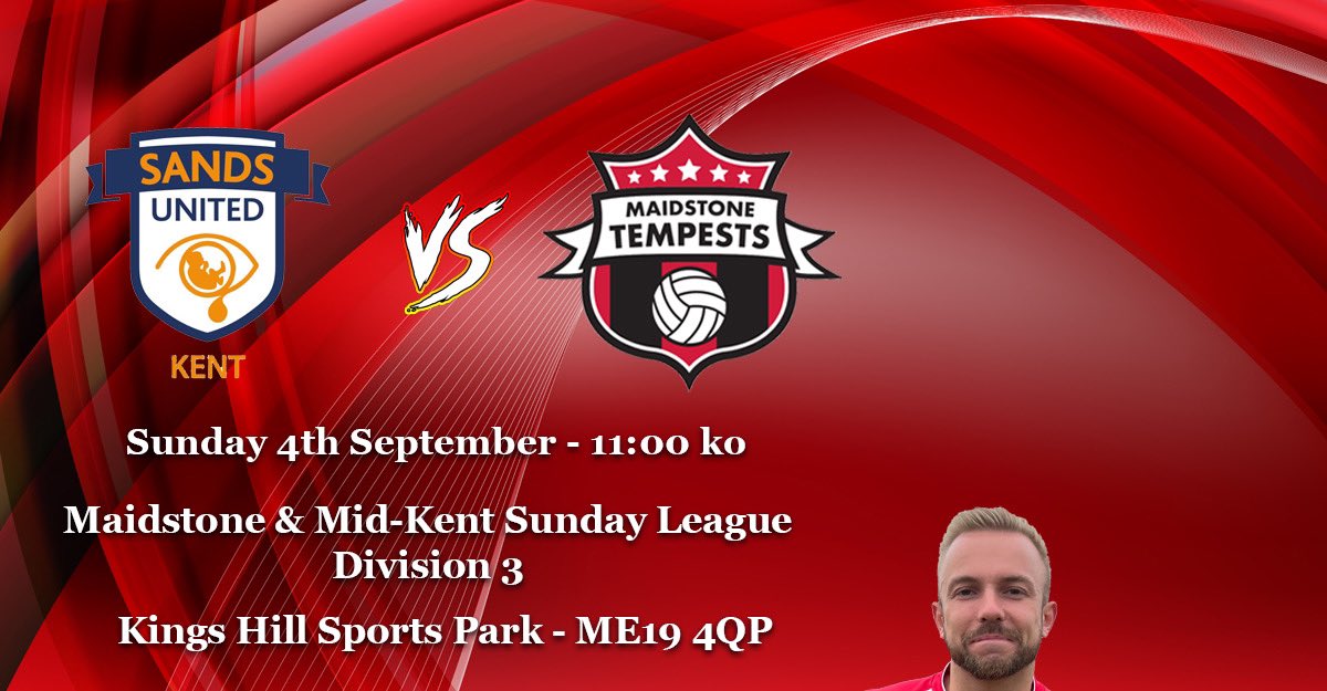 WeAreTempests's tweet photo. 🚨NEXT MATCH🚨

Tempests take on Kent Sands United in the opening league game of the season

⚽️ @mmksfl - Division 3
🆚 @KentSandsUnited 
🕒 Sun 4th Sept / 11am KO
🏟 Kings Hill Sports Park / ME19 4QP

#WeAreTempests #SundayLeague @PodcastSelk @Rootz_TV https://t.co/0ZbdZH0J42